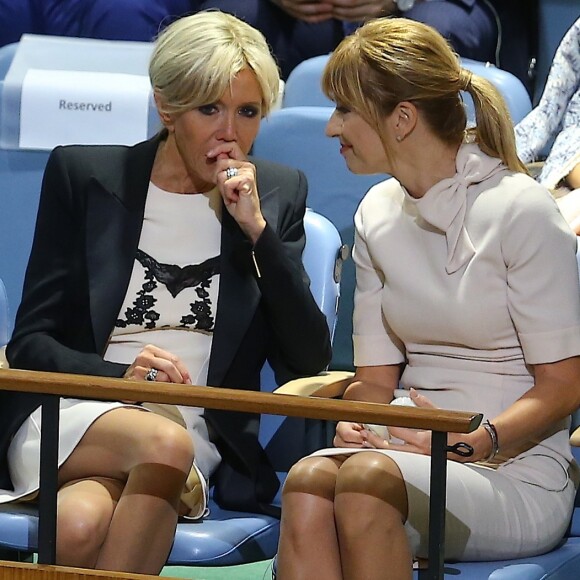 Brigitte Macron assiste au discours de son mari , le président de la république, devant la 72ème assemblée générale de l'organisation des Nations Unies à New York le 19 septembre 2017.