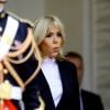 Brigitte Macron (Trogneux ) accueille Nadia Al Chami, la femme de Michel Aoun, au palais de l'Elysée à Paris le 25 septembre 2017. © Dominique Jacovides / Bestimage