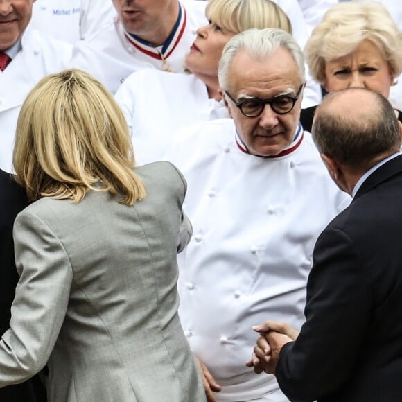 Guy Savoy, Jérôme Bocuse, Alain Ducasse - 180 chefs étoilés reçus au palais de l'Elysée pour le Déjeuner des grands chefs à Paris, le 27 septembre 2017, pour promouvoir la cuisine française. © Hamilton/Pool/Bestimage