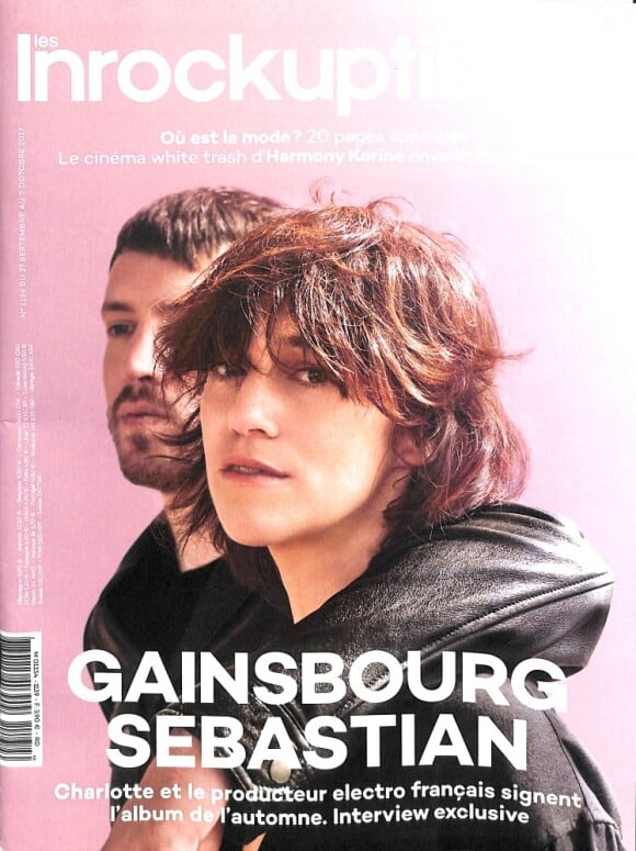 Charlotte Gainsbourg et le producteur Sebastian en couverture des "Inrockuptibles", en kiosques le 27 septembre 2017.