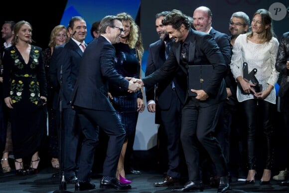 James Franco (meilleur film pour "The Disaster Artist") et Christian Slater - Cérémonie de clôture et remise des prix lors du 65ème festival du film de San Sebastian, le 30 septembre 2017.