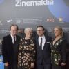 Björn Runge, Glenn Close, Christian Slater et Annie Starke - Avant-première du film "The Wife" lors de la cérémonie de clôture du 65ème festival du film de San Sebastian, le 30 octobre 2017.