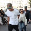 Kourtney Kardashian et son compagnon Younes Bendjima arrivent à la salle de jeux "La Tête Dans Les Nuages" à Paris, le 30 septembre 2017.