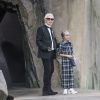 Karl Lagerfeld et son neveu Hudson Kroenig - Défilé Chanel, collection prêt-à-porter printemps-été 2018 au Grand Palais. Paris, le 3 octobre 2017. © Olivier Borde / Bestimage