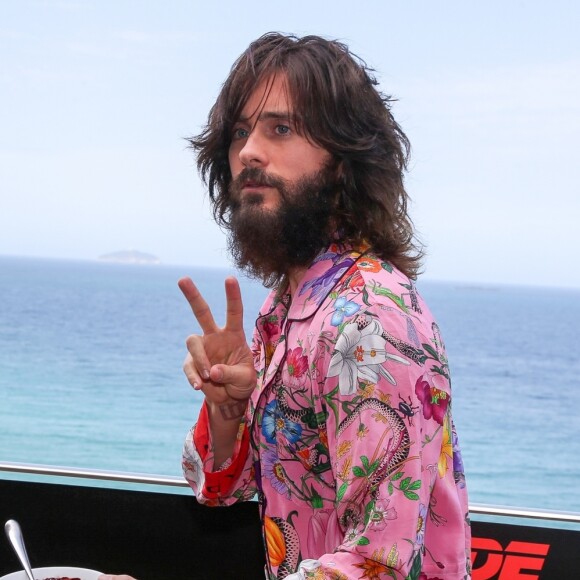 Jared Leto en pleine promotion pour le film ''Blade Runner 2049'' à Rio de Janeiro, le 25 septembre 2017, après s'être produit au au Festival de musique Rock in Rio 2017.