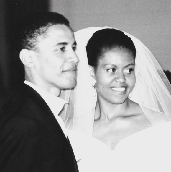 Michelle et Barack Obama lors de leur mariage en 1992. Instagram.