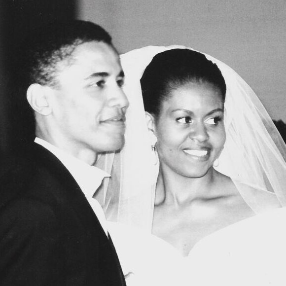 Michelle et Barack Obama lors de leur mariage en 1992. Instagram.