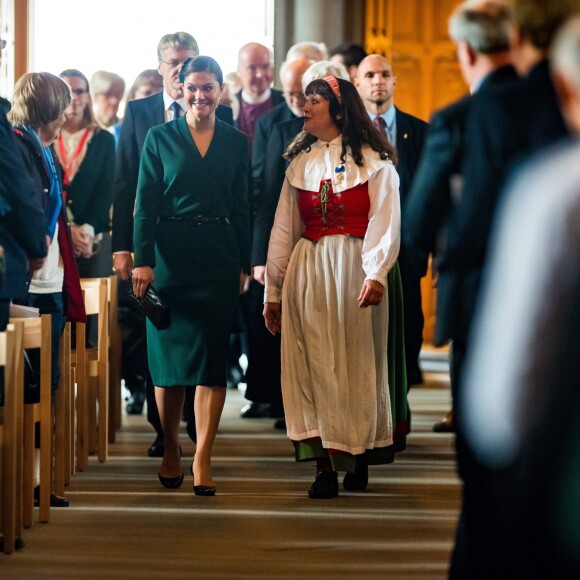 La princesse Victoria de Suède lors de l'ouverture du conseil de l'Eglise de Suède en la cathédrale d'Uppsala le 3 octobre 2017.