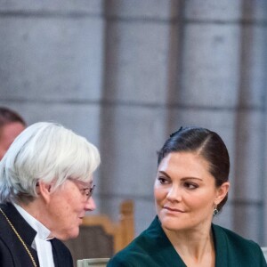 La princesse Victoria de Suède lors de l'ouverture du conseil de l'Eglise de Suède en la cathédrale d'Uppsala le 3 octobre 2017.