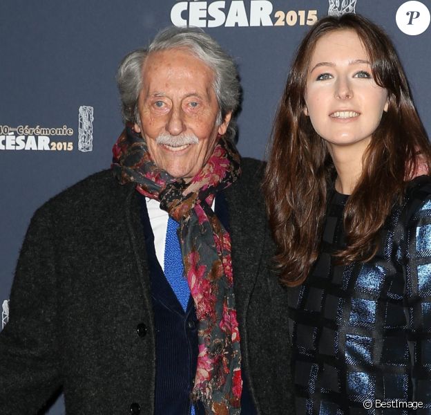 Jean Rochefort et sa fille Clémence - Photocall de la 40e cérémonie des César au théâtre du Châtelet à Paris. Le 20 février 2015.