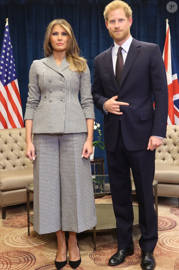 Le prince Harry lors d'une rencontre bilatérale avec la première dame Melania Trump à l'occasion des jeux Invictus, à Toronto, le 23 septembre 2017.