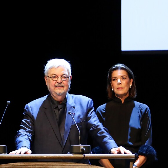 Michel Tremblay a été récompensé par le Prix Littéraire Prince Pierre de Monaco 2017 pour l'ensemble de son oeuvre en présence de la princesse Caroline de Hanovre, présidente de la Fondation, le 5 octobre 2017 à l'opéra Garnier à Monaco. © Olivier Huitel / Pool Monaco / Bestimage