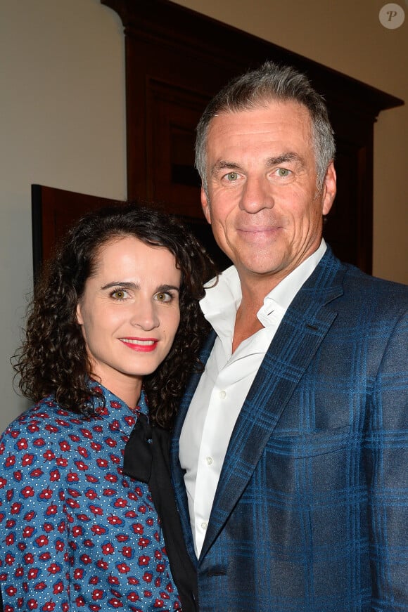 Semi-exclusif - Anne-Laure Gruet et son compagnon Bruno Gaccio - Inauguration du théâtre de la Tour Eiffel à Paris le 16 octobre 2017. © Coadic Guirec/Bestimage