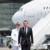 Le président de la République française, Emmanuel Macron arrive à l'aéroport international Félix-Éboué pour une visite de 48h dans le département, à Cayenne, Guyane française, le 26 octobre 2017. © Eliot Blondet/Pool//BestImage