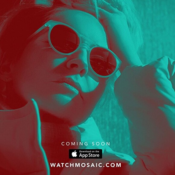 Sharon Stone sur l'affiche de la série interactive Mosaic, signée Steven Soderbergh pour HBO, diffusion en 2018.