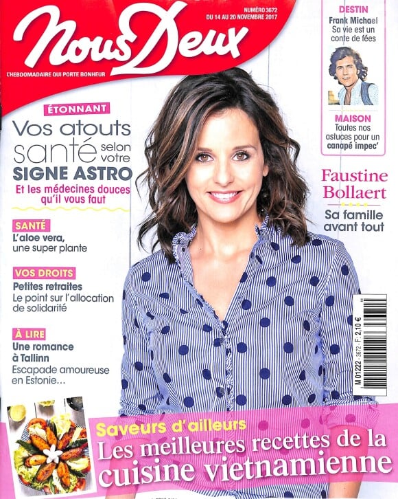 Faustine Bollaert en couverture du magazine "Nous Deux".