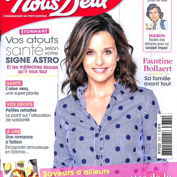 Faustine Bollaert en couverture du magazine "Nous Deux".