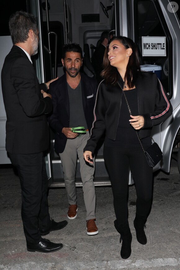 Eva Longoria et son mari José Baston arrivent à la répétition du diner de mariage de S. William et A. Ohanian à la Nouvelle-Orléans, le 15 novembre 2017.