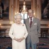 La reine Elizabeth II et le prince Philip, duc d'Edimbourg, photographiés le 18 novembre 2017 dans le Salon blanc au château de Windsor par Matt Holyoak à l'occasion de leurs noces de platine (70 ans de mariage), anniversaire célébré le 20 novembre. © Matt Holyoak/CameraPress/BestImage