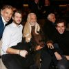 Paul Belmondo, Alessandro, Jean-Paul Belmondo et Victor Belmondo lors de la présentation en avant-première de 'The Gazelles' un film réalisé par Paul Belmondo et projeté à l'Unesco en présence de Audrey Azoulay la directrice générale de l'Unesco et Dominique Serra fondatrice et directrice du Rallye des Gazelles du Maroc. Paris le 24 novembre 2017 © Denis Guignebourg / Bestimage