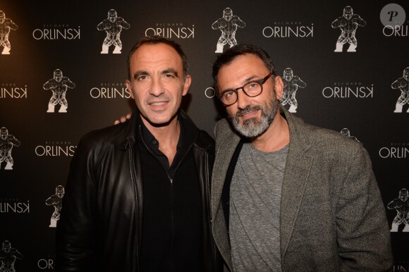 Exclusif - Nikos Aliagas et Frédéric Lopez - Cocktail d'inauguration de la première galerie Pop Art Concept store entièrement dédié aux oeuvres de Richard Orlinski à Paris, le 23 novembre 2017. © Rachid Bellak/Bestimage