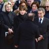 François Hollande, Carla Bruni Sarkozy et son mari Nicolas Sarkozy lors de la cérémonie d'hommage national à Jean d'Ormesson à l'hôtel des Invalides à Paris le 8 décembre 2017. © Giancarlo Gorassini / Bestimage