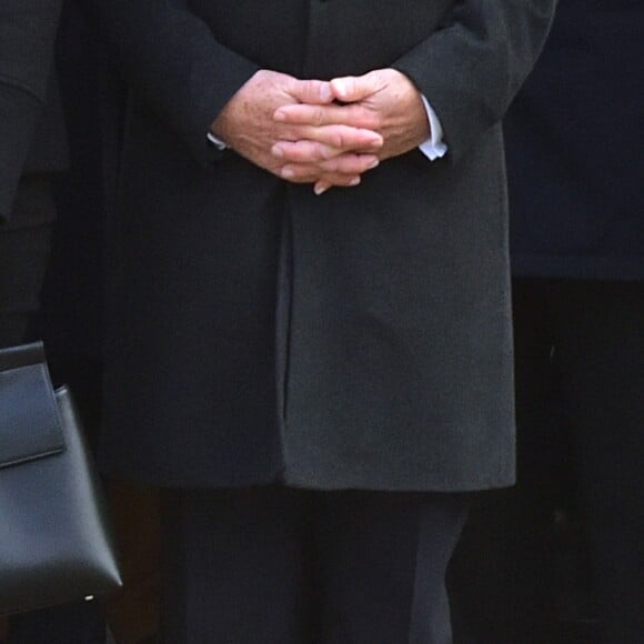 François Hollande, Carla Bruni-Sarkozy et son mari Nicolas Sarkozy lors de la cérémonie d'hommage national à Jean d'Ormesson à l'hôtel des Invalides à Paris le 8 décembre 2017. © Giancarlo Gorassini / Bestimage