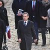 Carla Bruni Sarkozy et son mari Nicolas Sarkozy, Michèle Alliot-Marie lors de la cérémonie d'hommage national à Jean d'Ormesson à l'hôtel des Invalides à Paris le 8 décembre 2017. © Giancarlo Gorassini / Bestimage