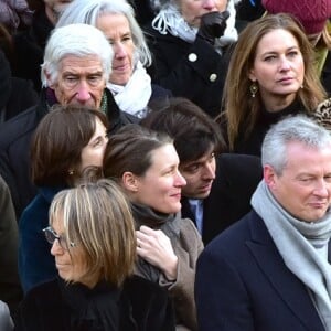 Muriel Pénicaud, ministre du travail, Françoise Nyssen, ministre de la culture, Bruno Le Maire, ministre de l'économie et des finances, Nicolas Sarkozy lors de la cérémonie d'hommage national à Jean d'Ormesson à l'hôtel des Invalides à Paris le 8 décembre 2017. © Giancarlo Gorassini / Bestimage