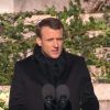 Emmanuel Macron prononce un discours poignant en hommage à Johnny Hallyday, en marge des obsèques de la star à l'église de la Madeleine à Paris, le 9 décembre 2017.