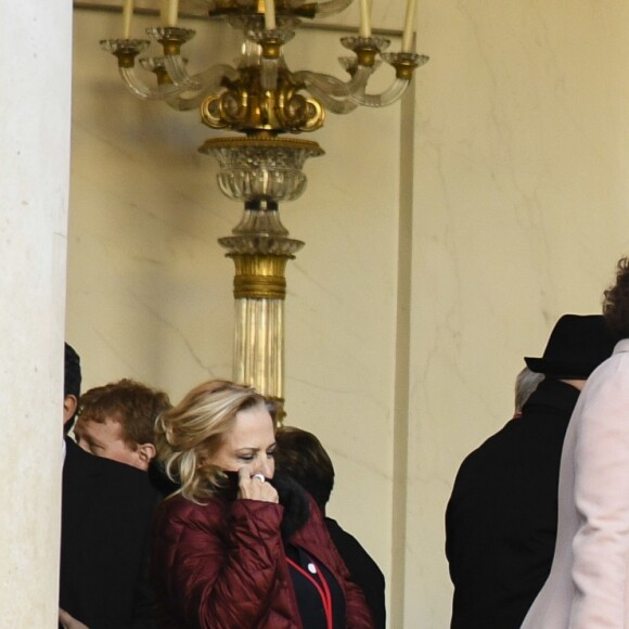 Audrey Azoulay, directrice générale de l'UNESCO et Brigitte Macron (Trogneux) - Le président Emmanuel Macron quitte le palais de l'Elysée avec les chefs d'état du One Planet Summit pour rejoindre un bateau au Pont Alexandre III à Paris le 12 décembre 2017. © Pierre Perusseau / Bestimage