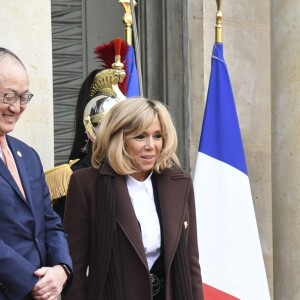 Antonio Guterres, Jim Yong Kim, Brigitte Macron (Trogneux) - Les chefs de la délégation et les principaux partenaires du "One Planet Summit" reçus au palais de l'Elysée par le président de la République française à Paris. Le 12 décembre 2017 © Pierre Perusseau / Bestimage