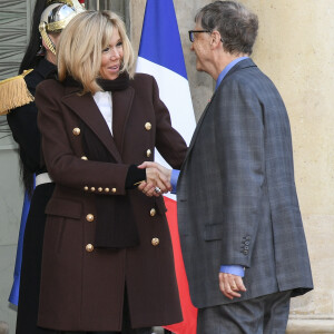 Brigitte Macron (Trogneux) et Bill Gates - Les chefs de la délégation et les principaux partenaires du "One Planet Summit" reçus au palais de l'Elysée par le président de la République française à Paris. Le 12 décembre 2017 © Pierre Perusseau / Bestimage