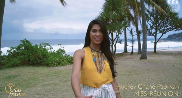 Miss Réunion : Audrey Chane-Pao-Kane - Concours Miss France 2018. Sur TF1, le 16 décembre 2017.