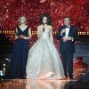 Sylvie Tellier, Alicia Aylies, Jean-Pierre Foucault - Concours Miss France 2018. Sur TF1, le 16 décembre 2017.