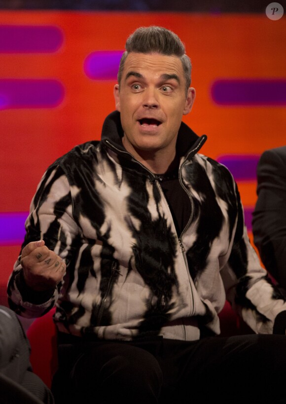 Robbie Williams lors de l'enregistrement de l'émission "The Graham Norton Show" à Londres en le 30 novembre 2017