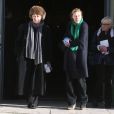 Marisa Borini et sa fille Valeria Bruni Tedeschi - Sorties des obsèques d'Andrée Sarkozy (mère de Nicolas Sarkozy), dite Dadue née Andrée Mallah, en l'église Saint-Jean-Baptiste à Neuilly-Sur-Seine, le 18 décembre 2017.