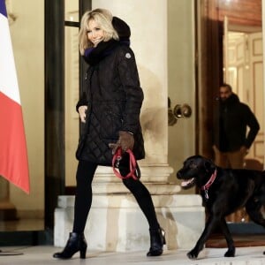 La première dame Brigitte Macron promène son chien Nemo autour du palais de l'Elysée à Paris le 20 novembre 2017 © Stéphane Lemouton/Bestimage