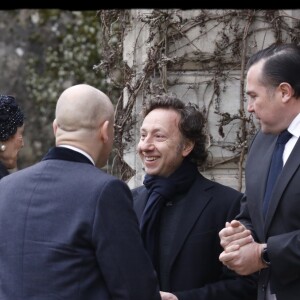 Semi-Exclusif - Stéphane Bern et le prince Charles-Philippe d'Orléans avec la princesse Maria Pia de Savoie lors de la messe de requiem célébrée pour le prince François d'Orléans à ses obsèques en la chapelle royale Saint-Louis à Dreux le 6 janvier 2018 © Alain Guizard / Bestimage