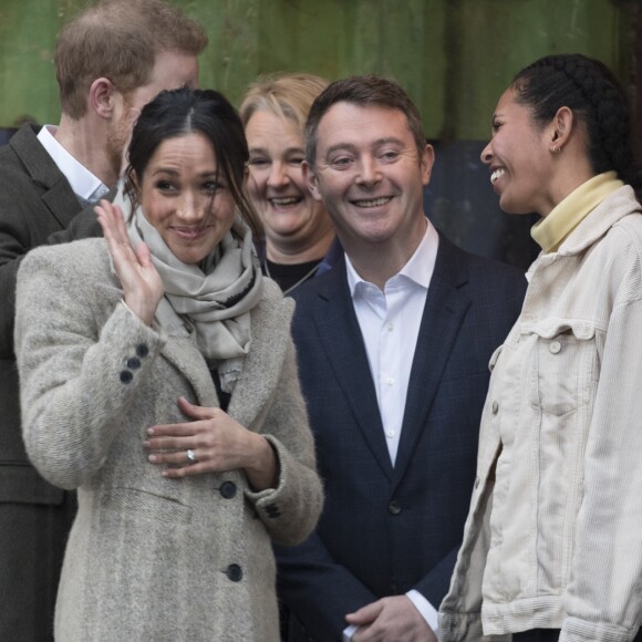 Le prince Harry et Meghan Markle arrivent à la station de radio Reprezent dans le quartier de Brixton à Londres le 9 janvier 2018.