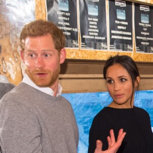 Le prince Harry et sa fiancée Meghan Markle en visite à la station de radio Reprezent à Londres le 9 janvier 2018.