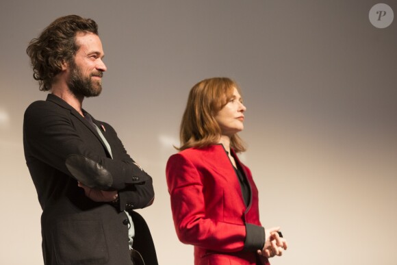 Romain Duris et Isabelle Huppert lors de la 30ème édition du Festival Premiers Plans d'Angers, France, le 12 janvier 2018. © Laetitia Notarianni/Bestimage