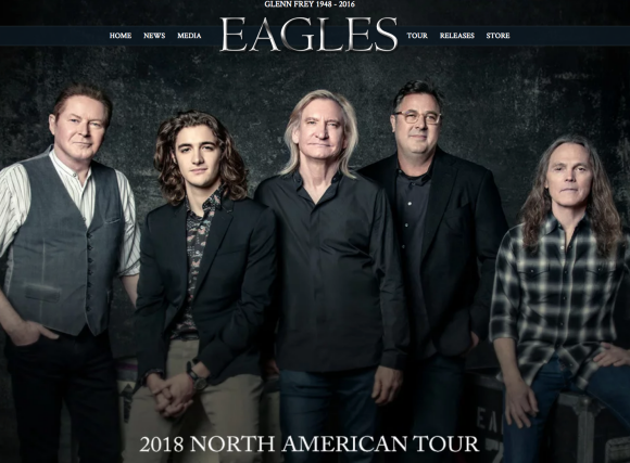 Deacon Frey (deuxième en partant de la gauche), fils de Glenn Frey, et le groupe Eagles seront en tournée nord-américaine de mars à septembre 2018.