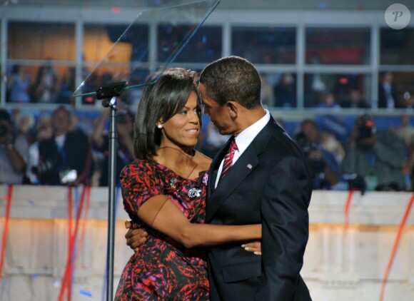 Michelle et Barack Obama à la convention démocrate de Denver, le 28 août 2008.