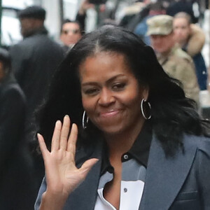 Michelle Obama à la sortie du restaurant Upland à New York. Le 10 mars 2017.