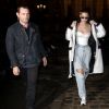 Bella Hadid arrive au Grand Palais pour le défilé de mode Haute Couture printemps-été 2018 "Alexandre Vauthier". Paris le 23 janvier 2018.