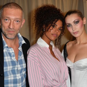 Exclusif - Vincent Cassel, sa compagne Tina Kunakey et Bella Hadid en backstage du défilé de Alexandre Vauthier, collection haute couture printemps-été 2018, à Paris le 23 janvier 2018. © Veeren / CVS / Bestimage