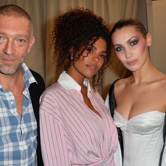 Exclusif - Vincent Cassel, sa compagne Tina Kunakey et Bella Hadid en backstage du défilé de Alexandre Vauthier, collection haute couture printemps-été 2018, à Paris le 23 janvier 2018. © Veeren / CVS / Bestimage