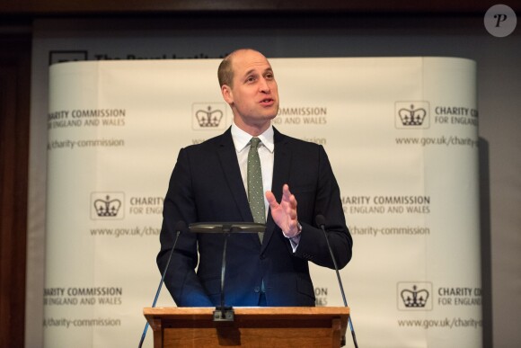 Le prince William, duc de Cambridge, s'est exprimé le 23 janvier 2018 à Londres devant la Charity Commission, organisme qui régule l'activité de 167 000 associations en Angleterre et au Pays de Galles.