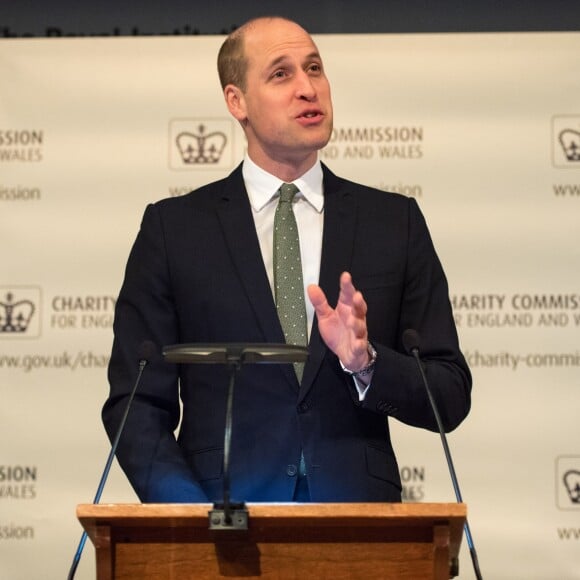 Le prince William, duc de Cambridge, s'est exprimé le 23 janvier 2018 à Londres devant la Charity Commission, organisme qui régule l'activité de 167 000 associations en Angleterre et au Pays de Galles.